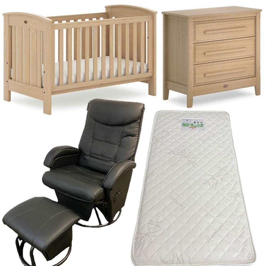 Nursery Furniture Boori | Boori Daintree Cot And Linear Chest With Ambrosia Glider Chair Nursery Package + Bonnell Bamboo Mattress Almond