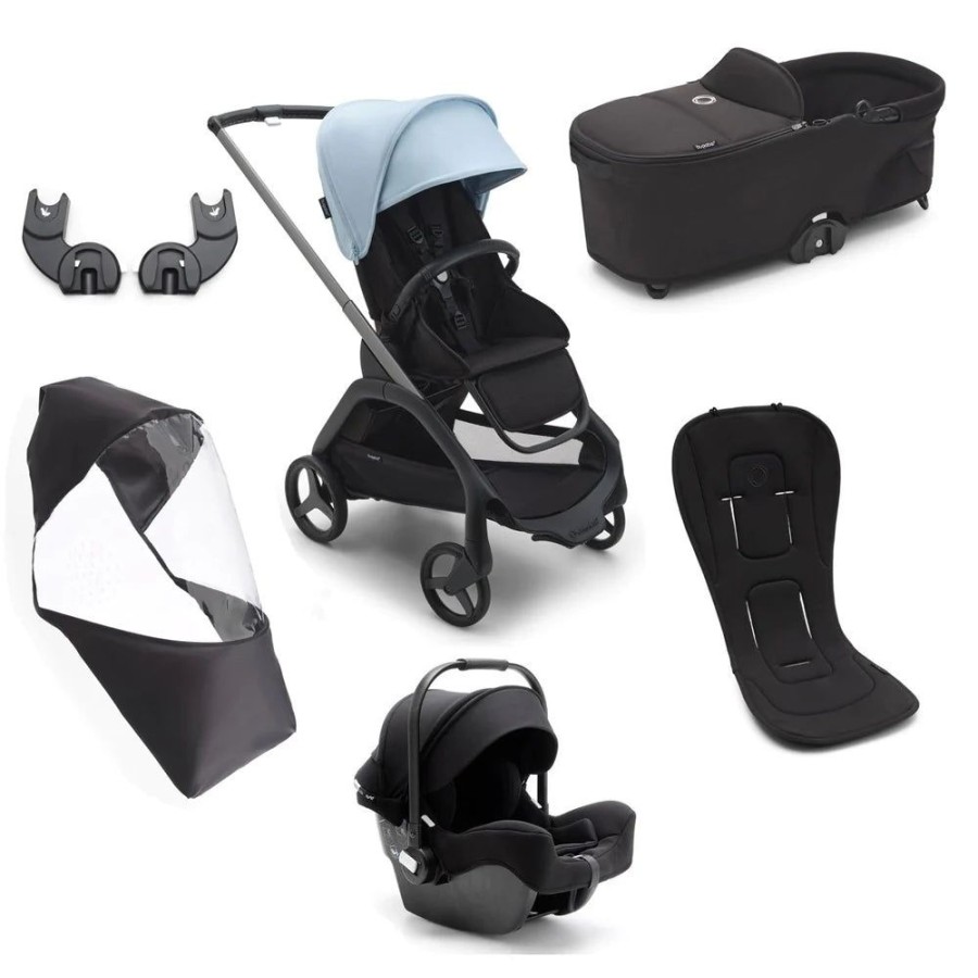 Prams & Strollers Bugaboo | Bugaboo Dragonfly Ultimate Newborn Pram Bundle Skyline Blue