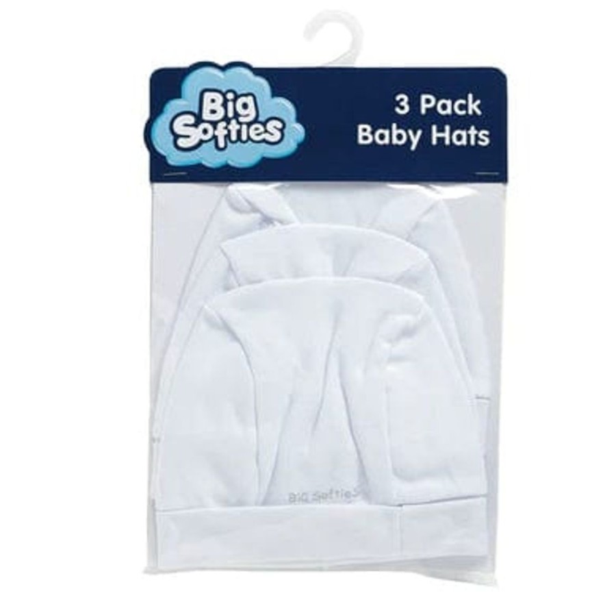 Shop Other Categories Big Softies Baby Clothing & Gifts | Big Softies Cotton Hat 3 Pack White