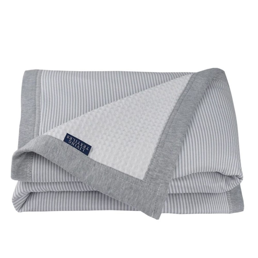 Shop Other Categories Living Textiles Bassinet & Cot Blankets | Living Textiles Cot Waffle Blanket Stripe Grey