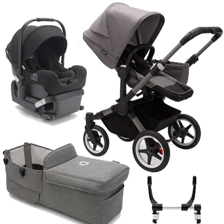 Prams & Strollers Bugaboo | Bugaboo Donkey 5 Mono Pram Turtle Capsule & Adapters Bundle Graphite/Grey Melange