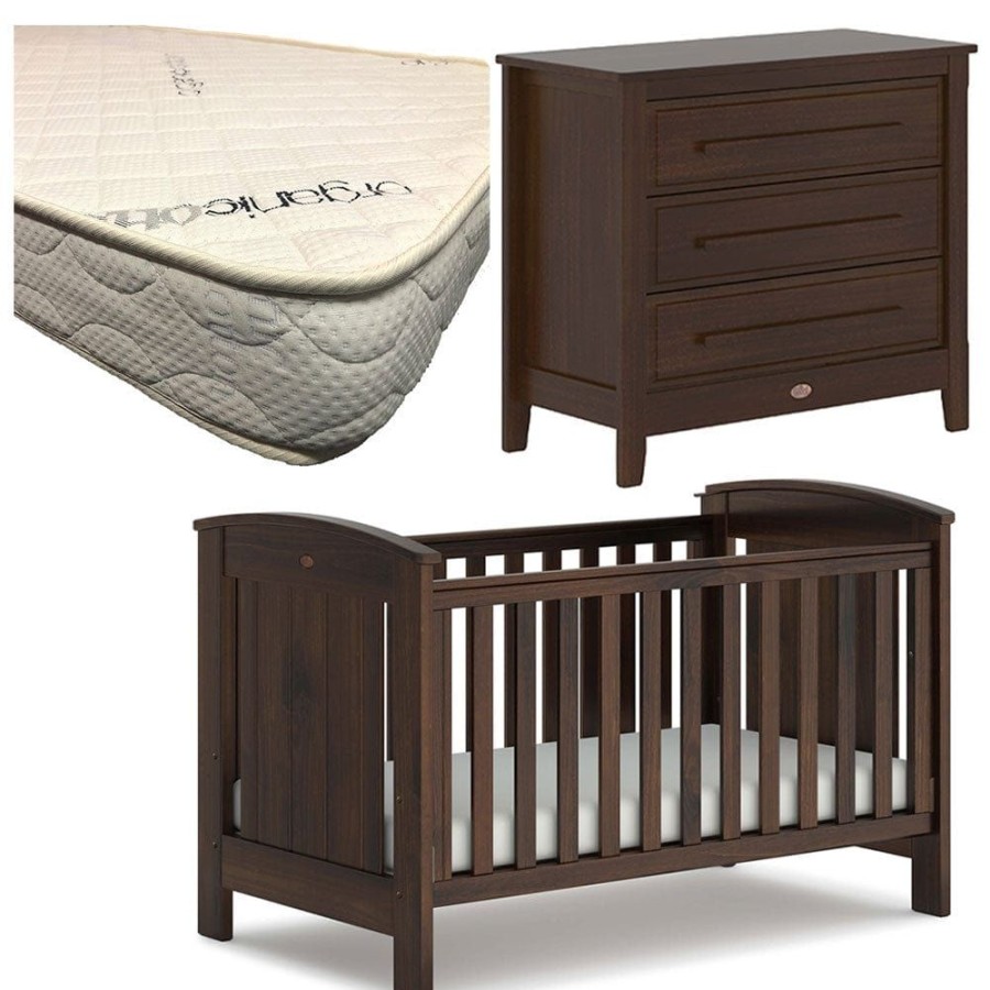 Nursery Furniture Boori | Boori Casa Cot And Linear Chest + Micro Pocket Organic Mattress Coffee