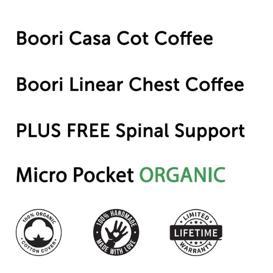 Nursery Furniture Boori | Boori Casa Cot And Linear Chest + Micro Pocket Organic Mattress Coffee