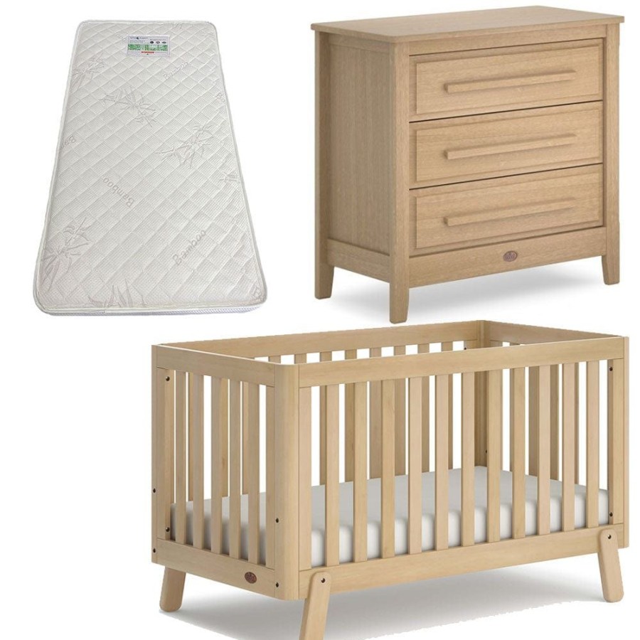 Nursery Furniture Boori | Boori Turin (Fullsize) Cot And Linear Chest Package + Bonnell Bamboo Mattress Almond