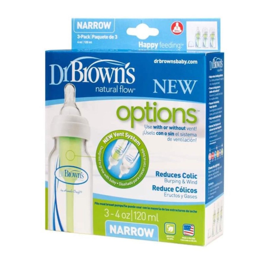 Shop Other Categories Dr Browns Feeding Accessories | Dr Browns Options+ Narrow Neck 120Ml Feeding Bottle 3 Pack