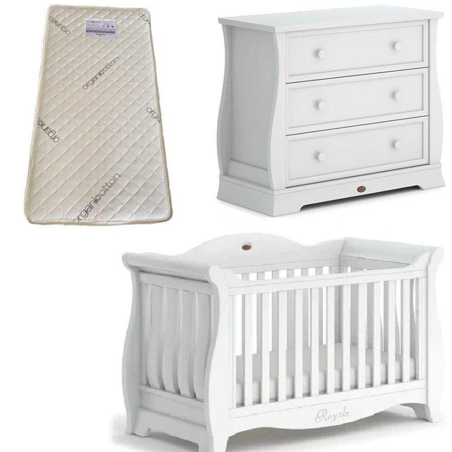 Nursery Furniture Boori | Boori Sleigh Royale Cot V23 And Dresser + Bonnell Organic Latex Mattress Barley