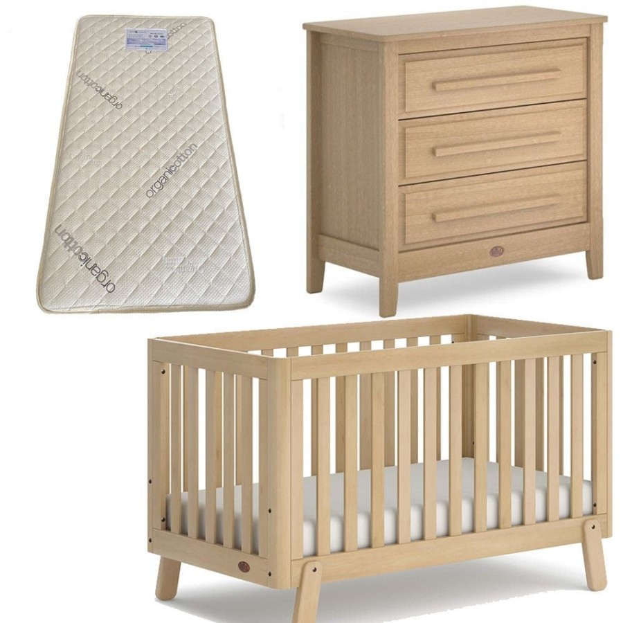 Nursery Furniture Boori | Boori Turin (Fullsize) Cot And Linear Chest Package + Bonnell Organic Mattress Almond