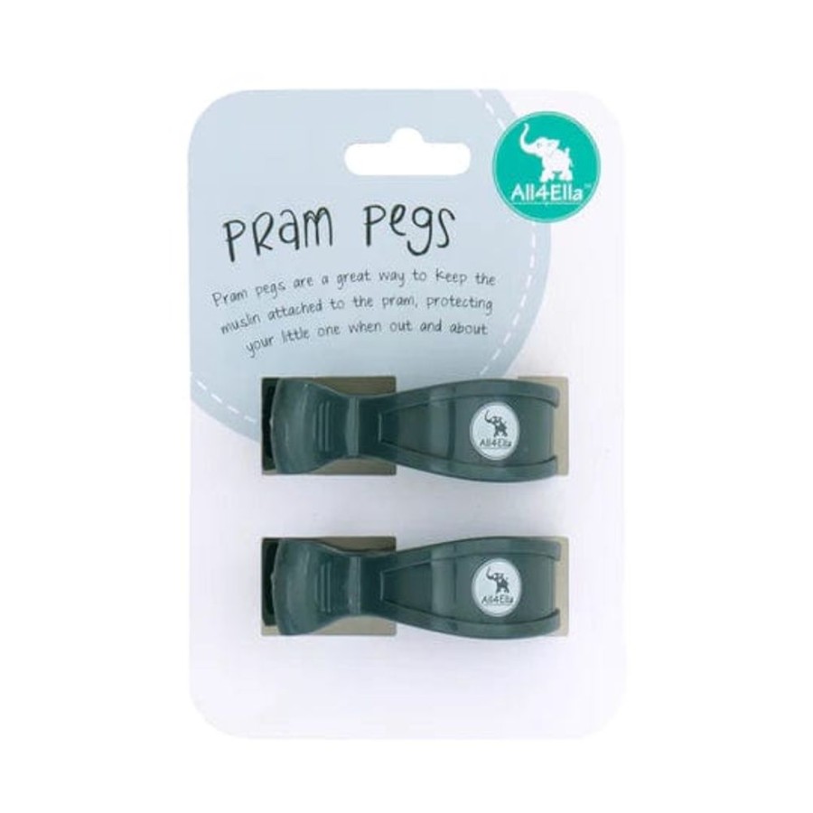 Prams & Strollers All4Ella Pram Clips & Hooks | All4Ella 2 Pack Pegs Charcoal