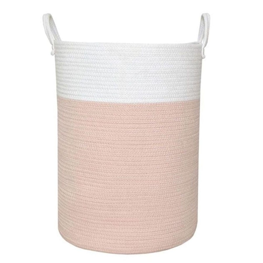 Shop Other Categories Living Textiles Nursery Storage | Living Textiles Cotton Rope Hamper White/ Pink