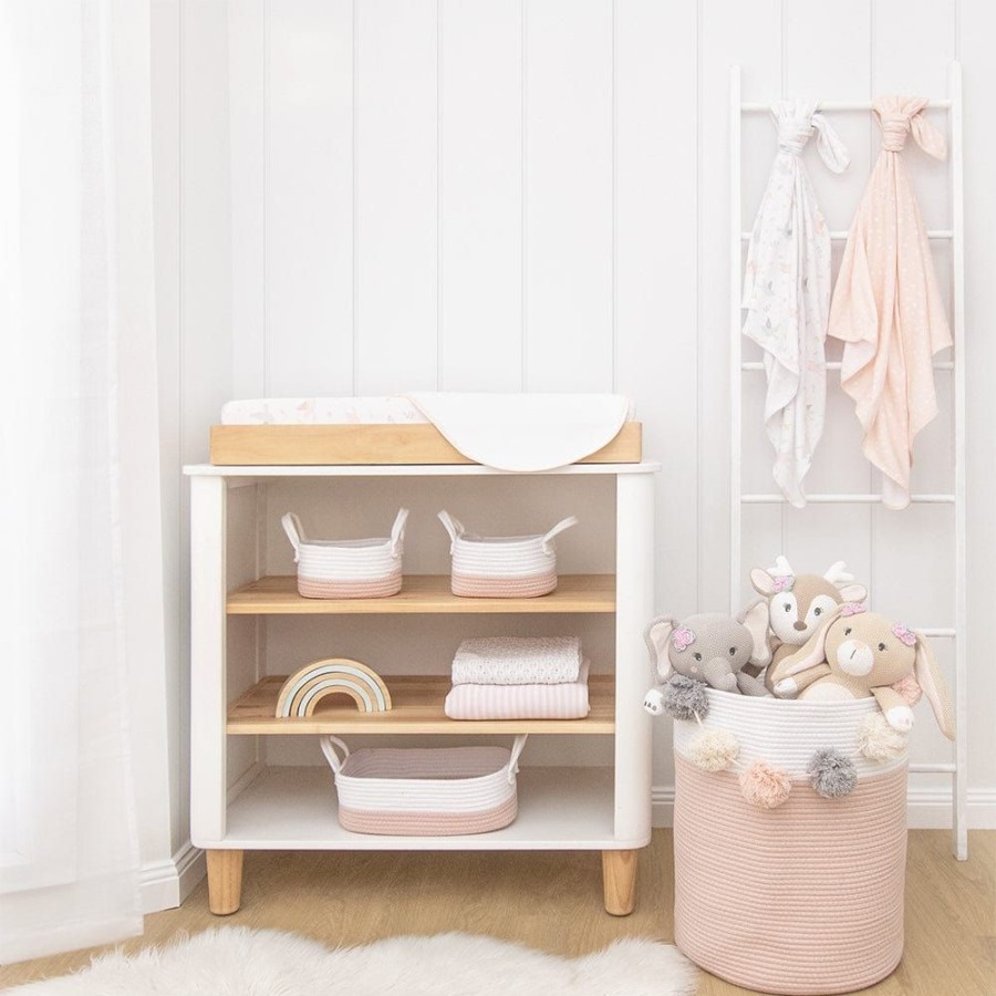 Shop Other Categories Living Textiles Nursery Storage | Living Textiles Cotton Rope Hamper White/ Pink