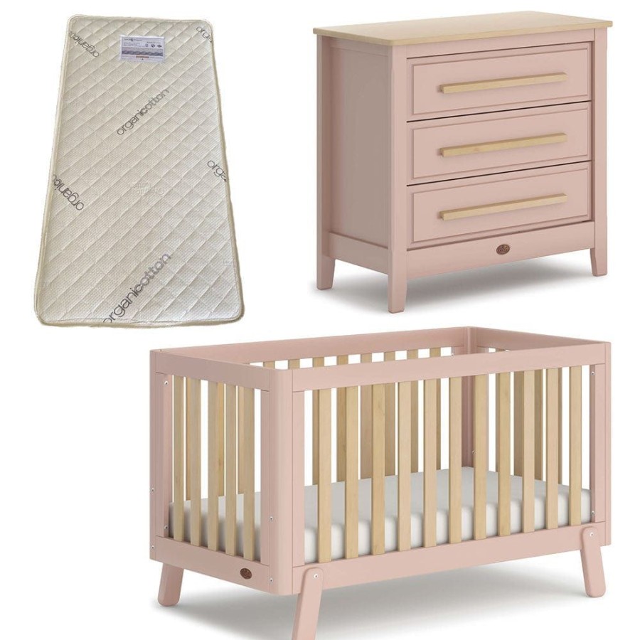 Nursery Furniture Boori | Boori Turin (Fullsize) Cot And Linear Chest Package Cherry And Almond + Bonnell Organic Latex Mattress Cherry/Almond