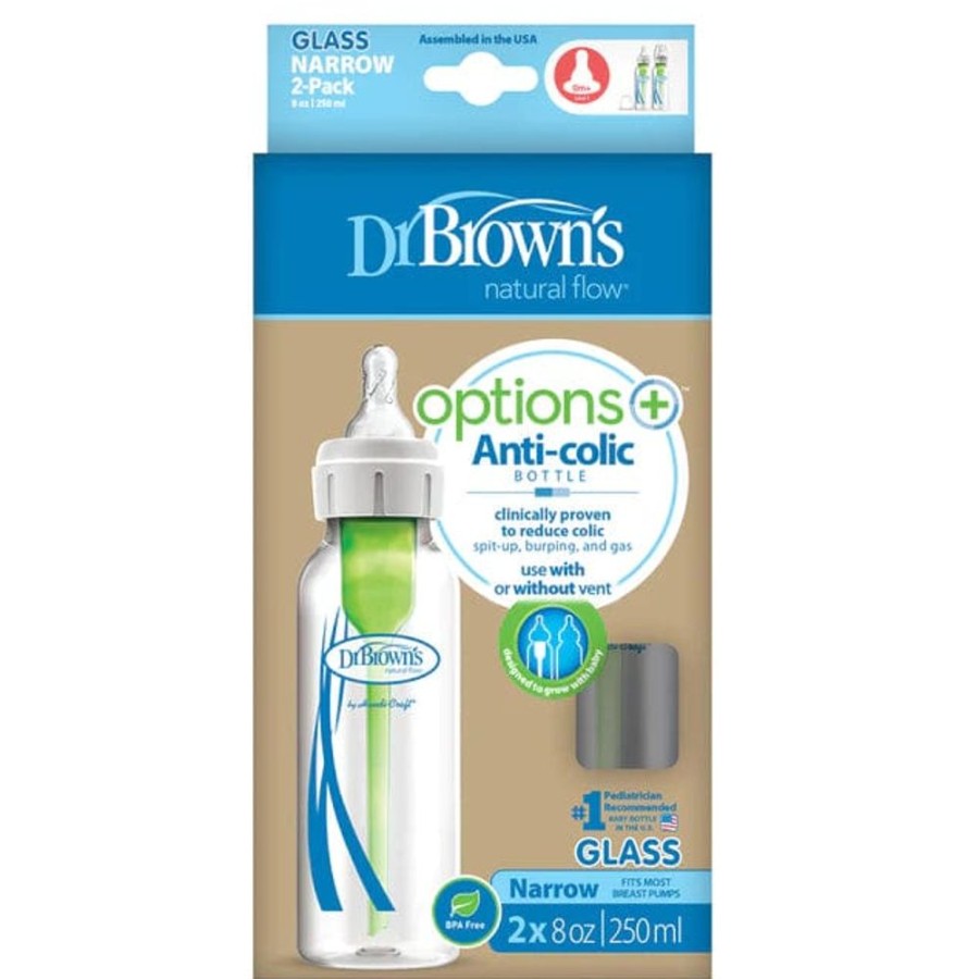 Shop Other Categories Dr Browns Newborn Feeding | Dr Browns 250Ml Glass Feeding Bottle Narrow Neck 2 Pack