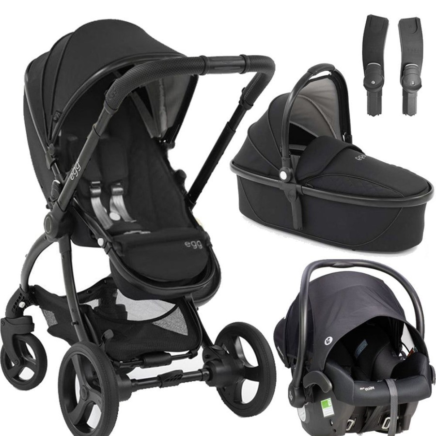 Prams & Strollers Babystyle Egg | Egg 2 Stroller And Carrycot ( ) + Maxi Cosi Mico Plus Non Isofix Capsule (Night Grey) + Capsule Adaptor + Height Increaser Just Black