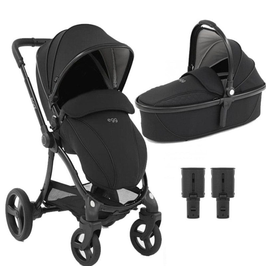 Prams & Strollers Babystyle Egg | Egg 2 Stroller ( ) With Carrycot Bassinet + Height Increaser Just Black