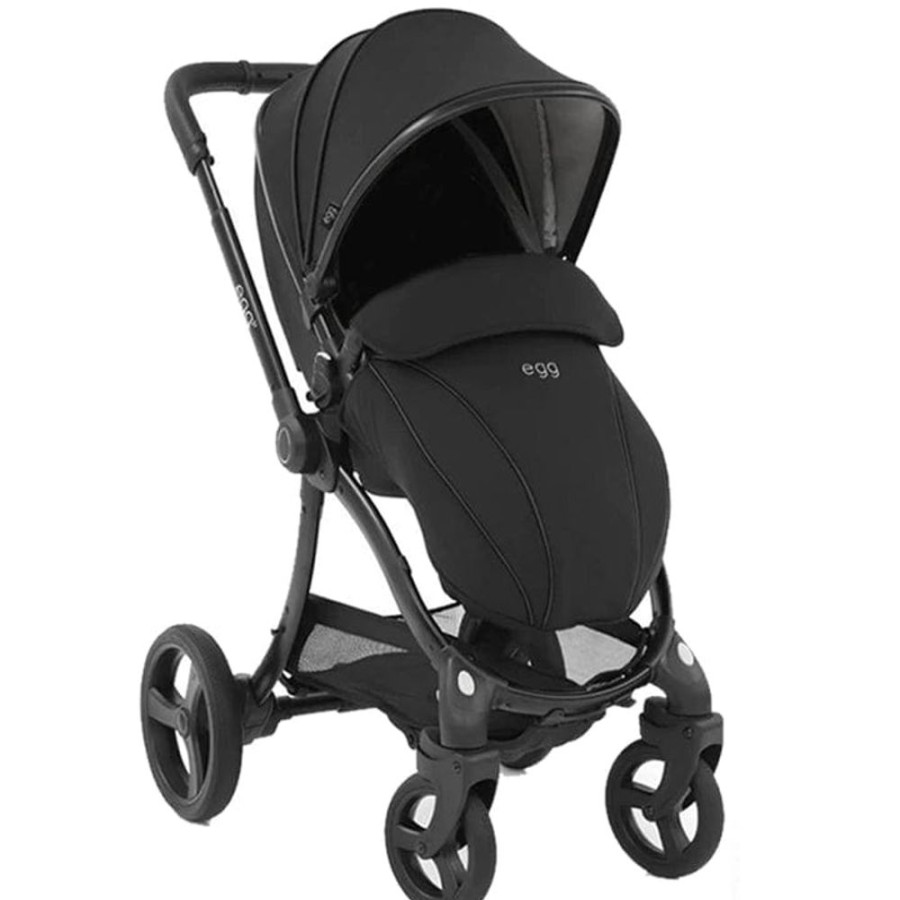 Prams & Strollers Babystyle Egg | Egg 2 Stroller ( ) With Carrycot Bassinet + Height Increaser Just Black