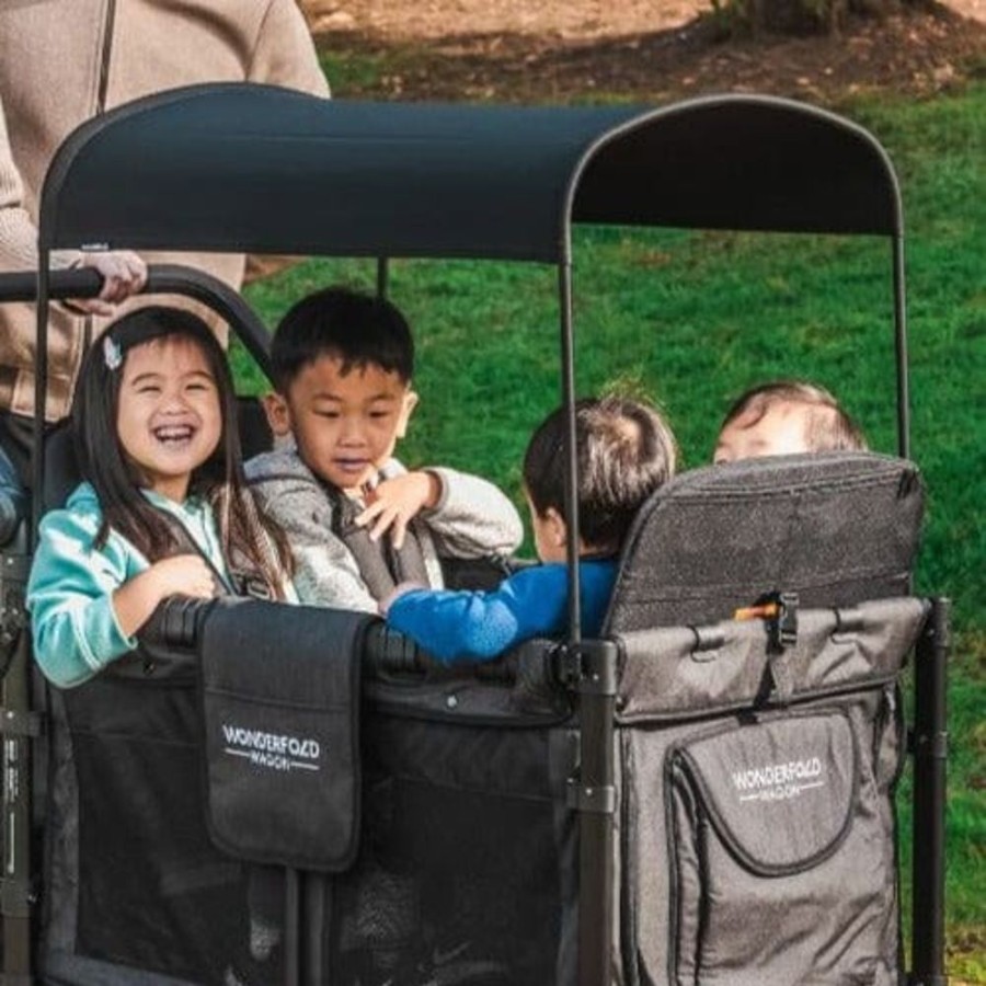 Prams & Strollers Wonderfold | Wonderfold W4 Elite Quad Pram Wagon Special Order Volcanic Black