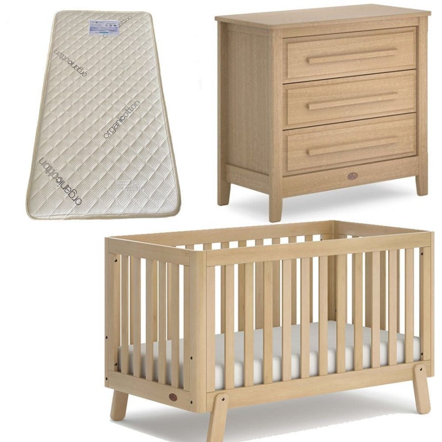 Nursery Furniture Boori | Boori Turin (Fullsize) Cot And Linear Chest Package + Bonnell Organic Mattress Almond