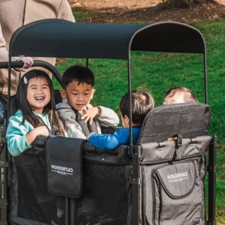 Prams & Strollers Wonderfold | Wonderfold W4 Elite Quad Pram Wagon Special Order Volcanic Black