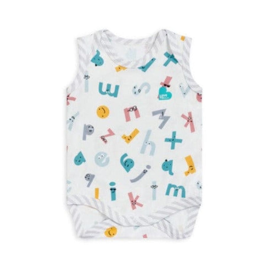 Shop Other Categories Love To Dream Baby Clothing & Gifts | Love To Dream Ecovera Sleeveless Bodysuit 3-6 Months Alphabet Soup