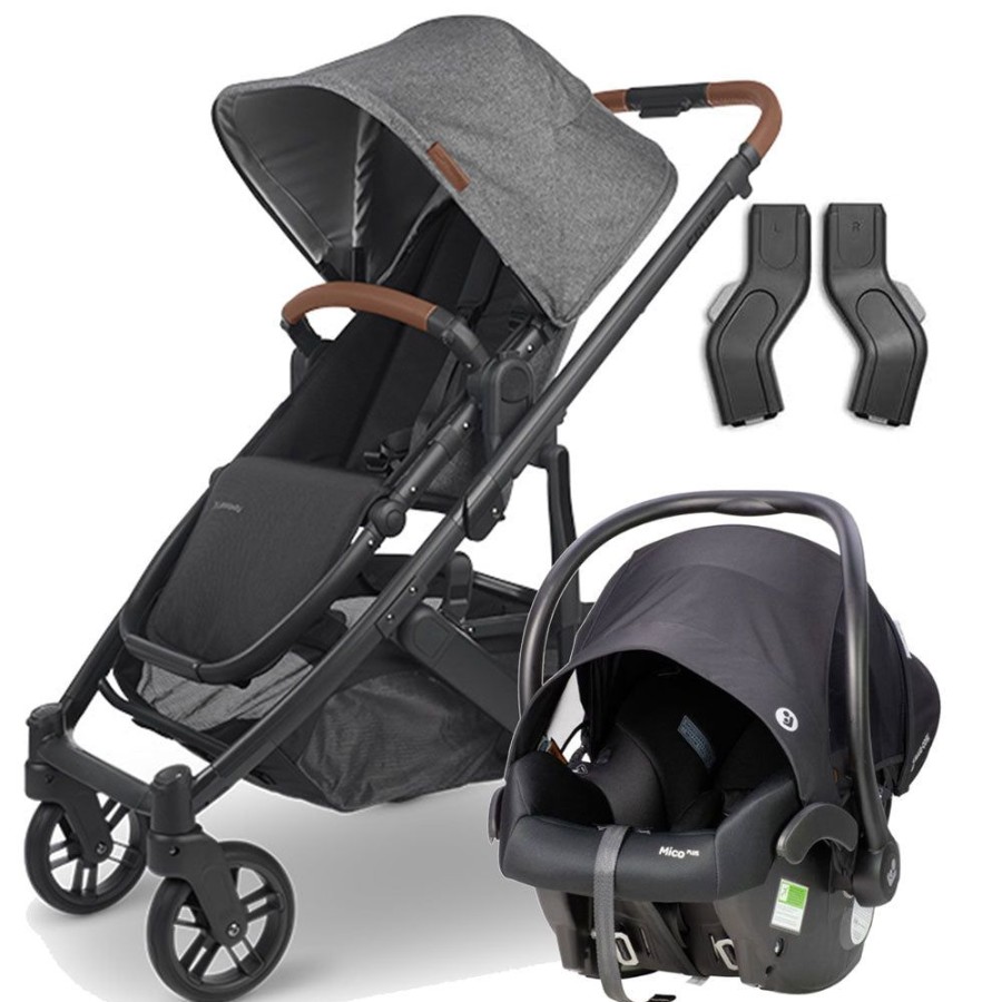 Prams & Strollers Uppababy | Uppababy Cruz V2 ( ) Maxi Cosi Mico Plus Isofix (Onyx) Travel System Greyson