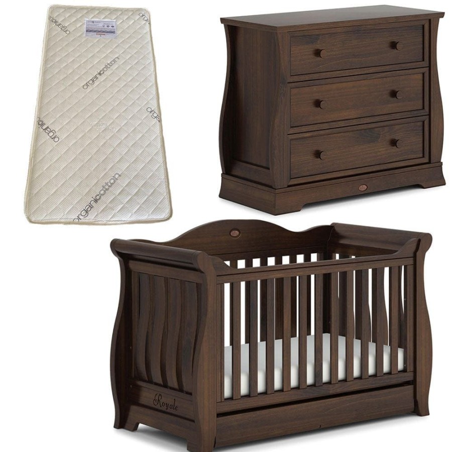 Nursery Furniture Boori | Boori Sleigh Royale Cot And Dresser + Bonnell Organic Latex Mattress Coffee