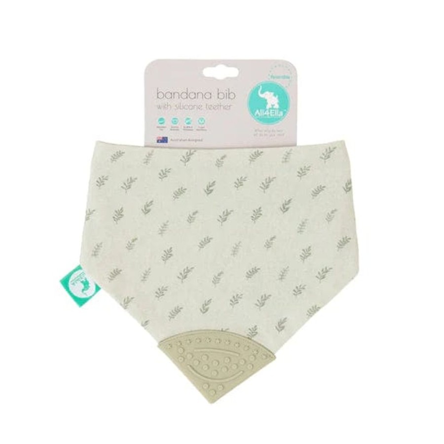 Shop Other Categories All4Ella Feeding Accessories | All4Ella Bandana Bib With Silicone Teether Leaf