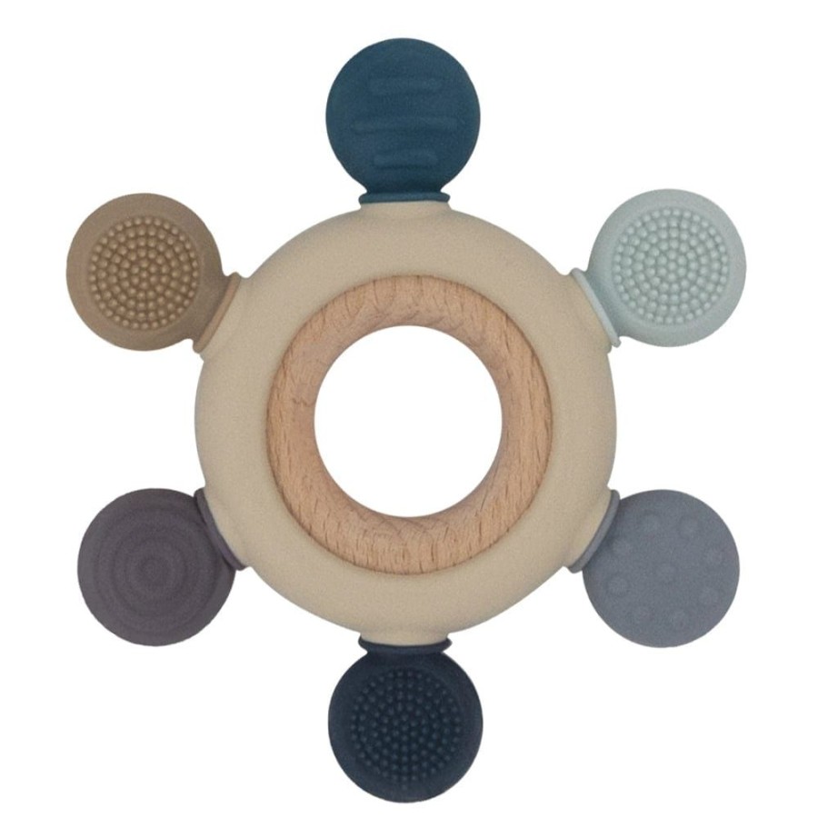 Shop Other Categories Lolli Living Baby Teethers | Playground By Living Textiles Multi-Surface Teething Wheel Steel Blue