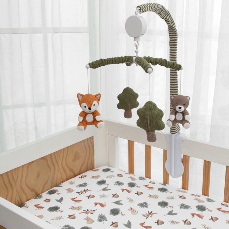 Shop Other Categories Living Textiles Cot Musical Mobiles | Living Textiles Cot Mobile - Forest Retreat Forest Retreat/Olive Dots