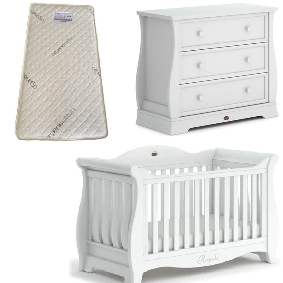 Nursery Furniture Boori | Boori Sleigh Royale Cot V23 And Dresser + Bonnell Organic Latex Mattress Barley