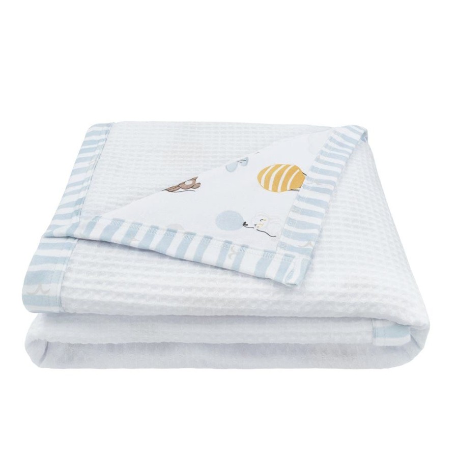 Shop Other Categories Living Textiles Bassinet & Cot Blankets | Living Textiles Cot Waffle Blanket - Up Up & Away Up Up And Away/Stripes