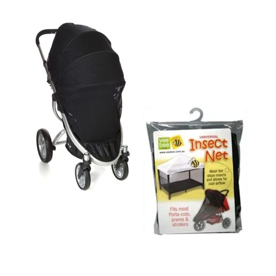 Prams & Strollers VeeBee Pram Rain & Sun Covers | Veebee Universal Mosquito Net Black