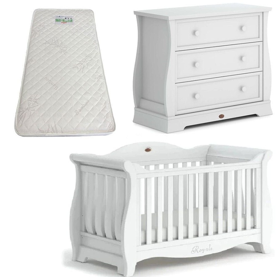 Nursery Furniture Boori | Boori Sleigh Royale Cot V23 And Dresser + Bonnell Bamboo Mattress Barley