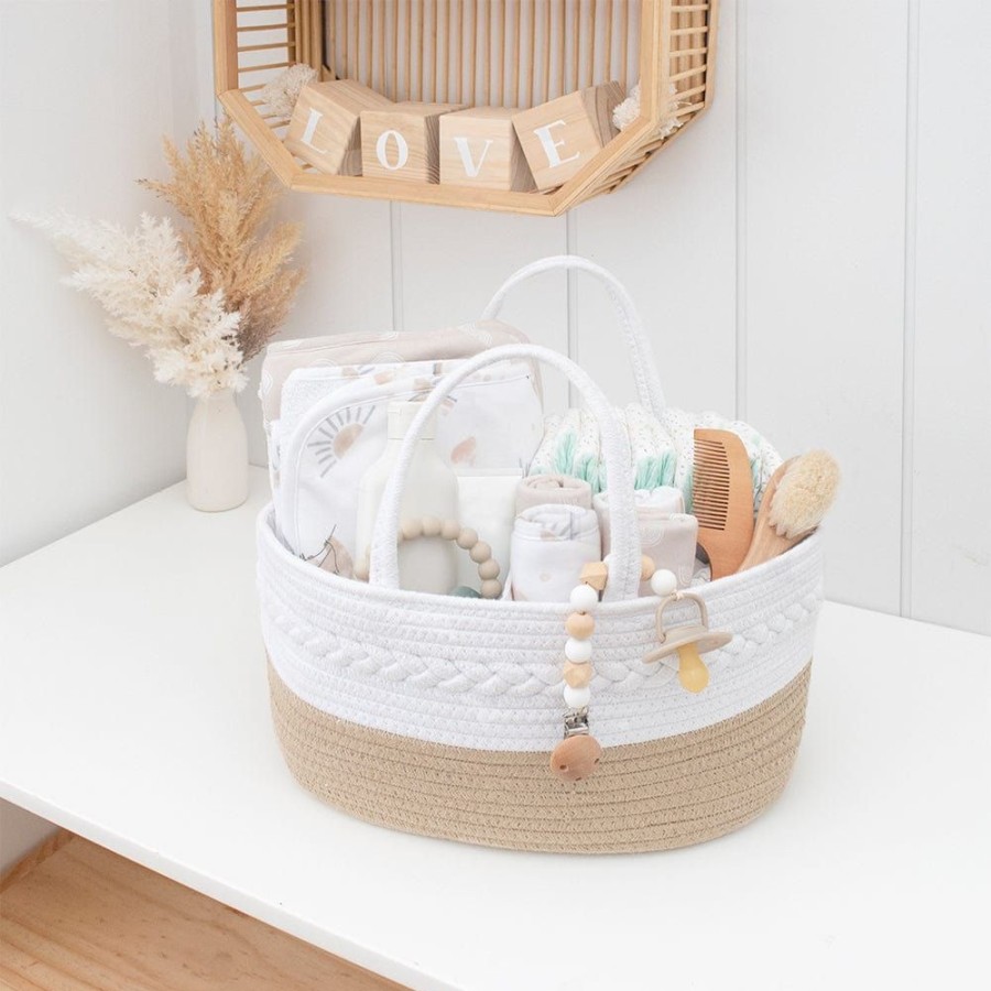 Shop Other Categories Living Textiles Nursery Storage | Living Textiles Cotton Rope Nappy Caddy Natural