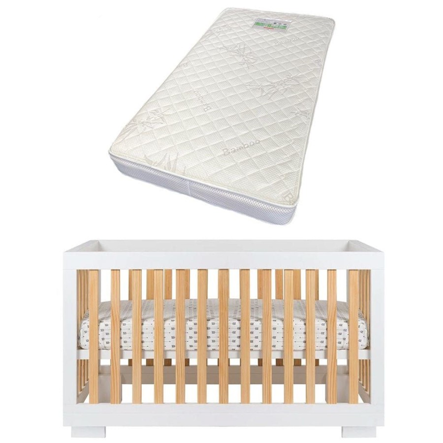 Nursery Furniture Cocoon | Cocoon Luxe Cot With Bonnell Bamboo Mattress Natural White