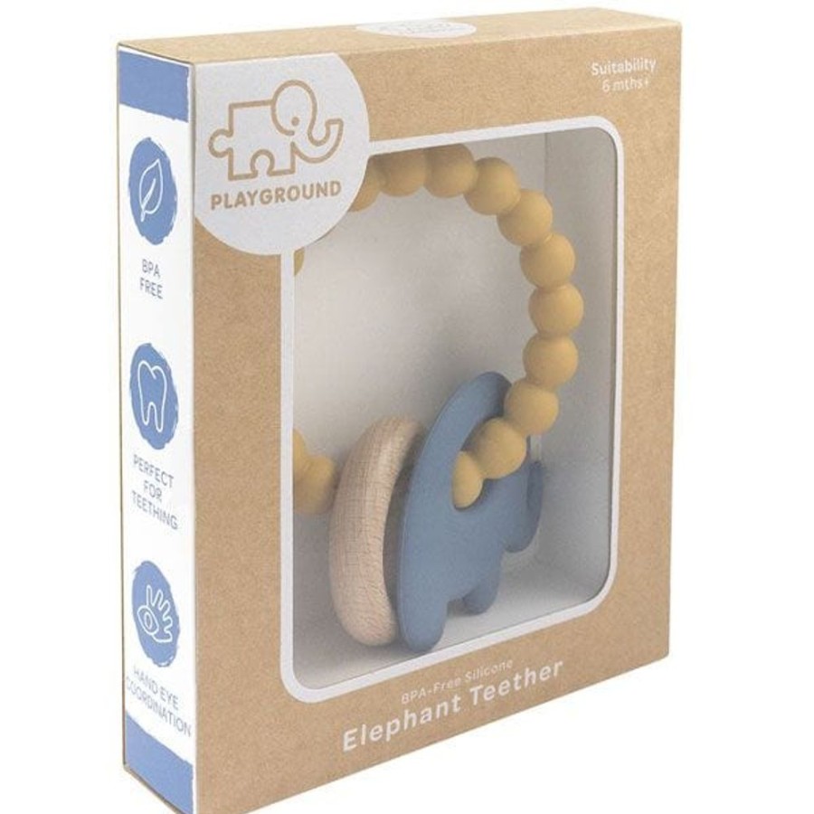 Shop Other Categories Lolli Living Baby Teethers | Playground By Living Textiles Silicone Elephant Teether Steel Blue