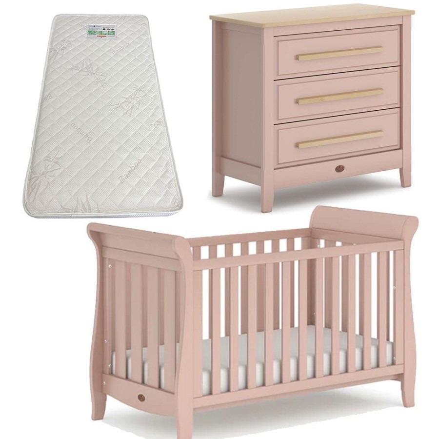 Nursery Furniture Boori | Boori Sleigh Elite Cot, Linear Chest And Almond + Bonnell Bamboo Mattress Package Cherry