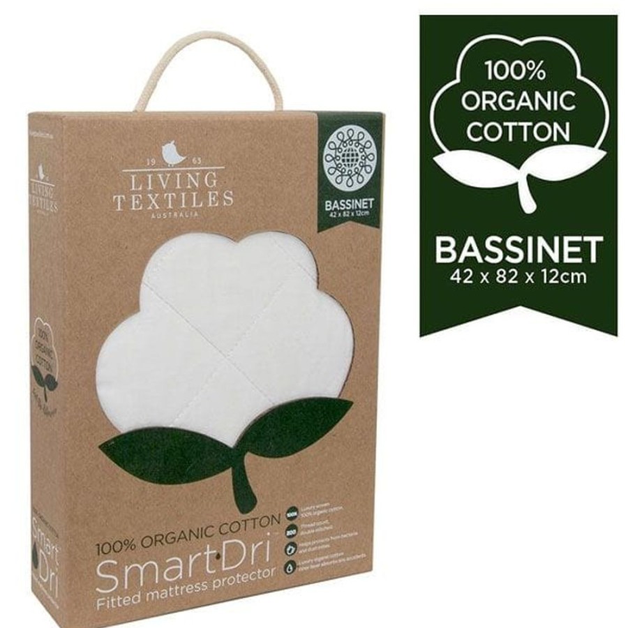 Shop Other Categories Living Textiles Bassinet & Cot Linen | Living Textiles Organic Smart-Dri Bassinet Mattress Protector