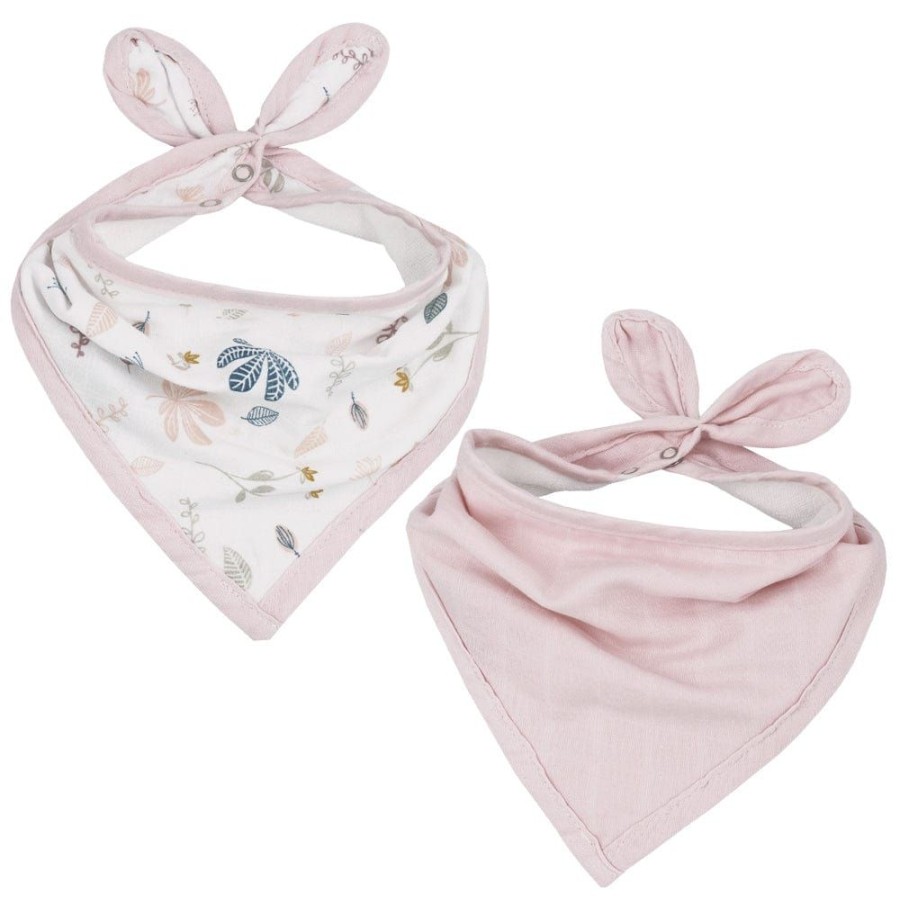 Shop Other Categories Living Textiles Feeding Accessories | Living Textiles Organic Muslin 2Pk Bandana Bib Botanical Botanical/Blush