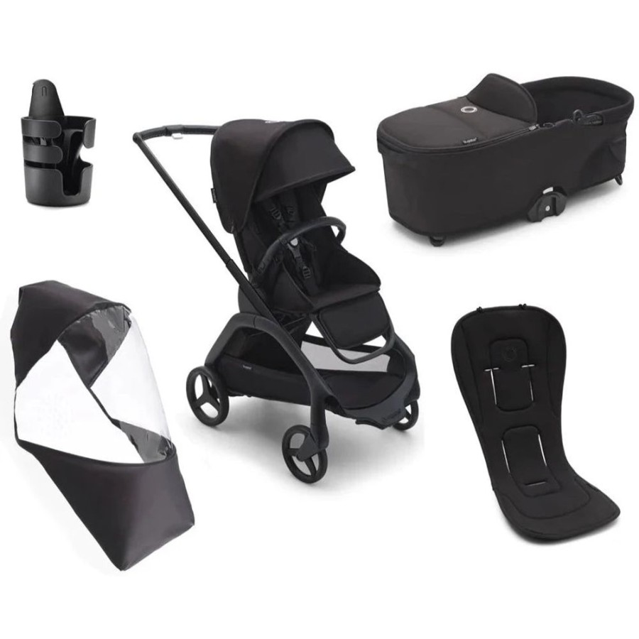 Prams & Strollers Bugaboo | Bugaboo Dragonfly Essential Pram Bundle Midnight Black