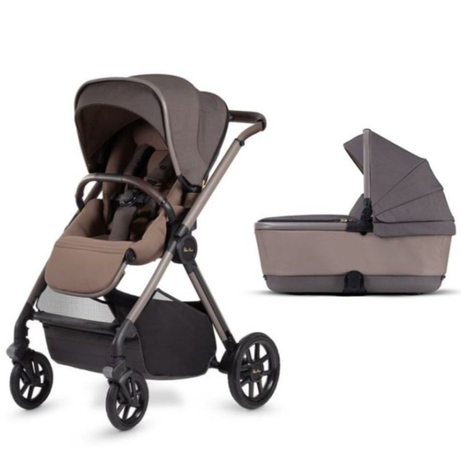 Prams & Strollers Silver Cross | Silver Cross Reef Pram + First Bed Folding Carrycot Earth