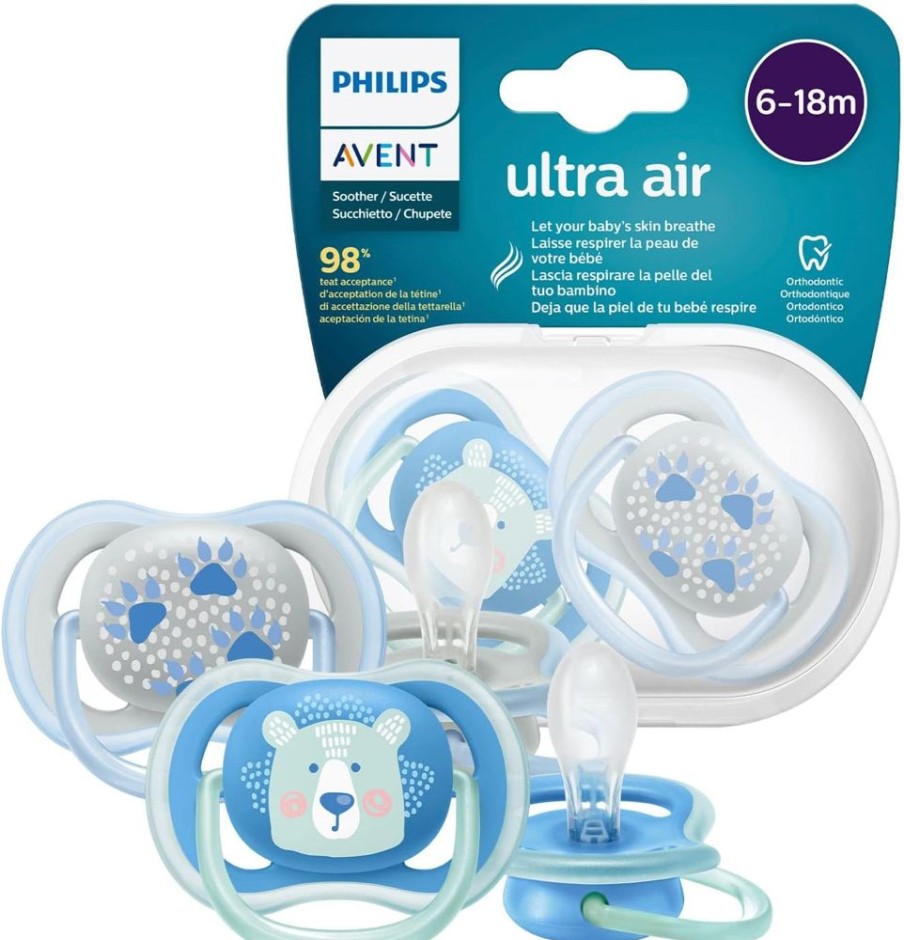 Shop Other Categories Avent Soothers & Dummies | Philips Avent Ultra Air Soother 6-18 Months 2-Pack Bear/Whale Assorted