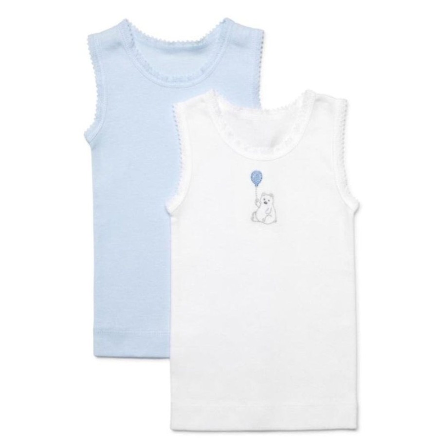 Shop Other Categories Marquise Baby Clothing & Gifts | Marquise 2 Pack Singlet 00 Bear Blue