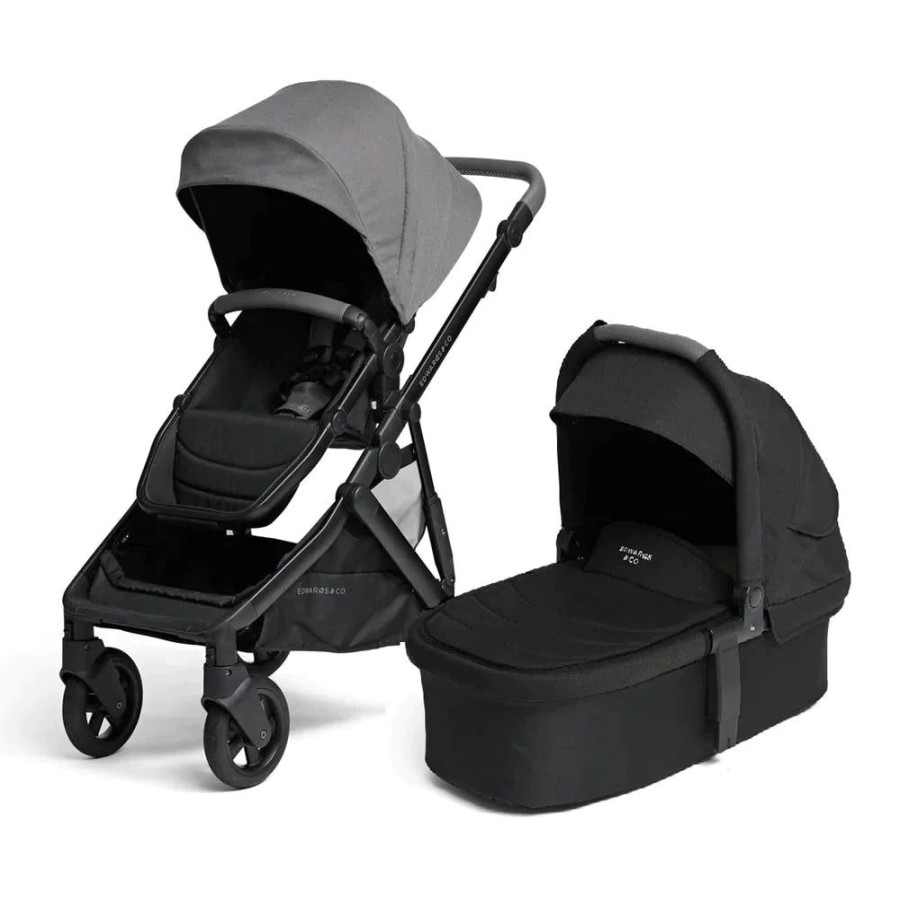 Prams & Strollers Edwards and Co | Edwards & Co Olive Pram ( ) + Bassinet And Free Second Seat Kit Valued At $299 Slate Grey