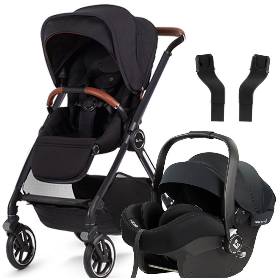 Prams & Strollers Silver Cross | Silver Cross Reef Pram + Maxi Cosi Mico 12 Capsule Onyx With Adapters Orbit