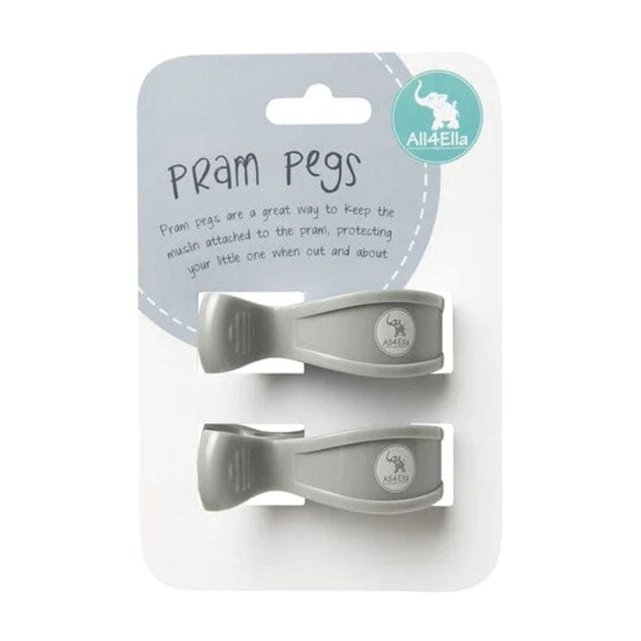 Prams & Strollers All4Ella Pram Clips & Hooks | All4Ella 2 Pack Pram Pegs Grey