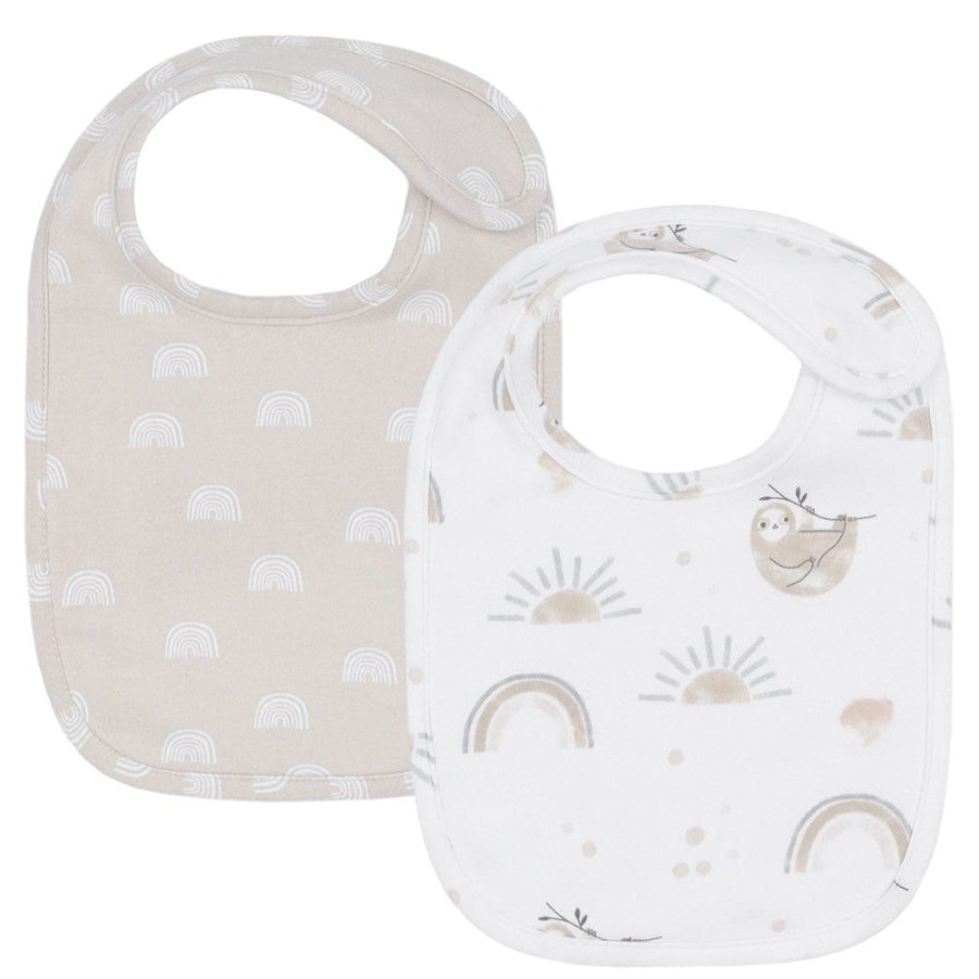 Shop Other Categories Living Textiles Feeding Accessories | Living Textiles 2-Pack Bibs Sloth/Rainbow