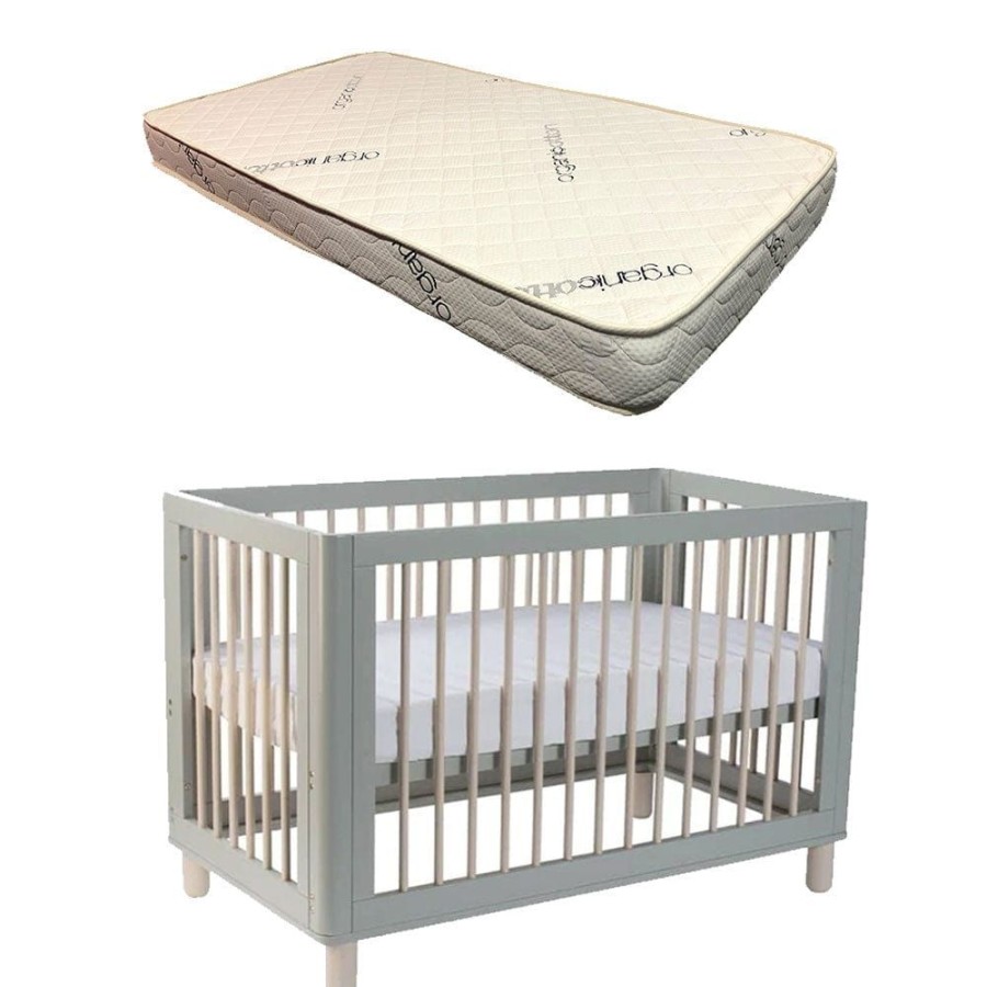 Nursery Furniture Cocoon | Cocoon Allure Cot With Micro Pocket Organic Mattress Dove Grey Dove Grey/Natural Wash