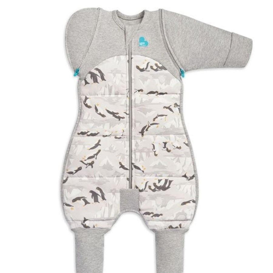 Shop Other Categories Love To Dream Sleeping Bags & Suits | Love To Dream Swaddle Up Transition Suit Extra Warm 3.5 Tog Large Penguin Parade Grey