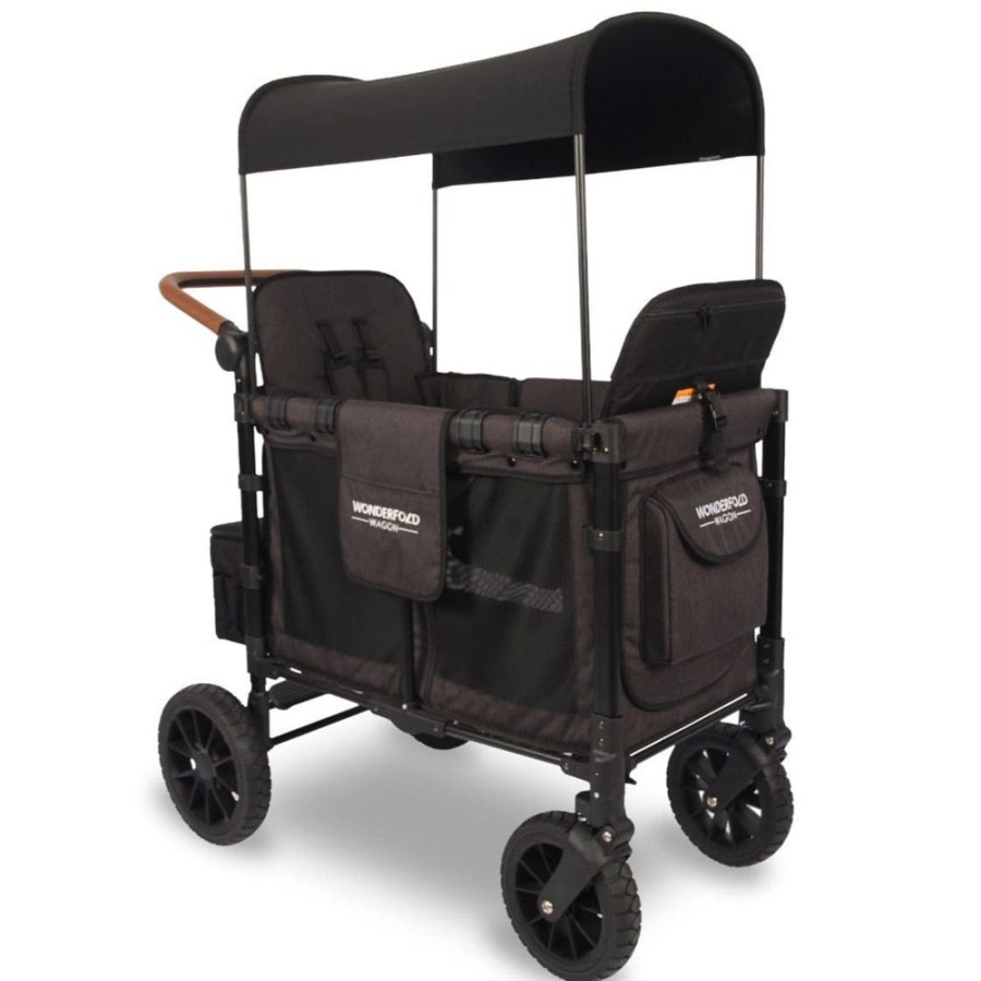 Prams & Strollers Wonderfold | Wonderfold W2 Luxe Double Pram Wagon Special Order Volcanic Black