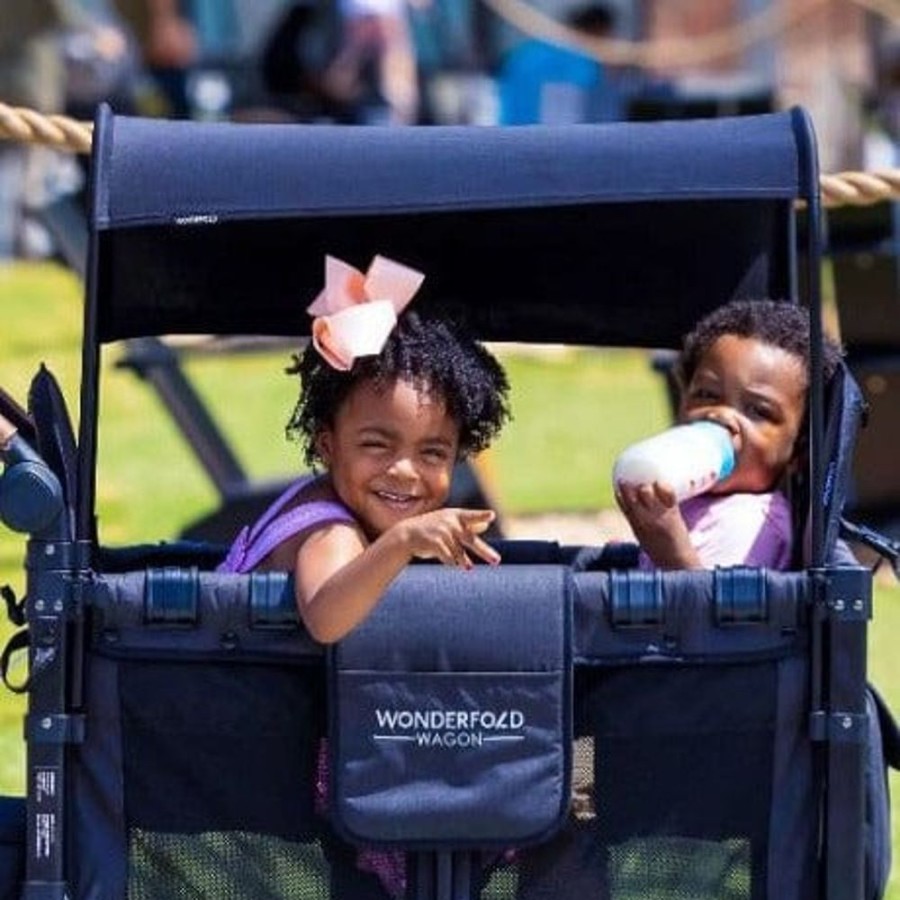 Prams & Strollers Wonderfold | Wonderfold W2 Luxe Double Pram Wagon Special Order Volcanic Black